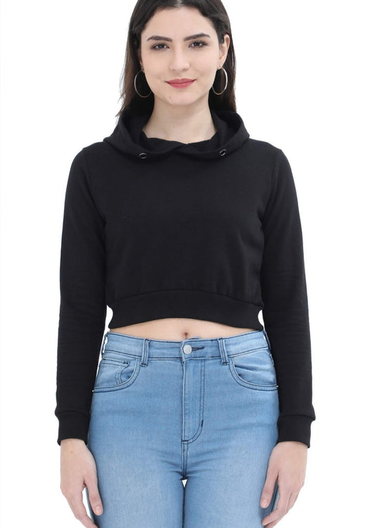 Black Women Crop Hoodie